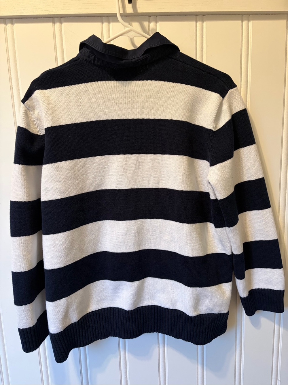 Lauren Ralph Lauren Women’s XL Navy White Striped Rugby Sweater Nautical Crest - Picture 8 of 8